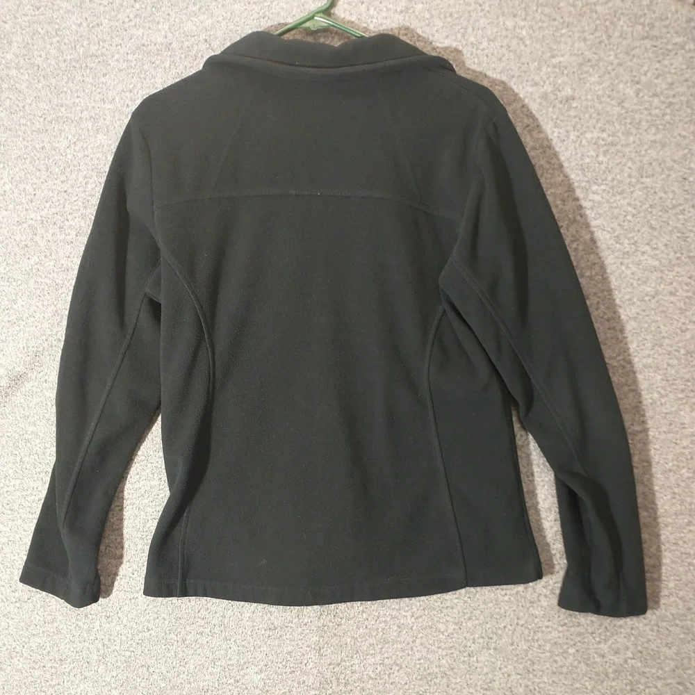 Columbia Mens Full Zip Fleece Jacket Black Mock Neck Large Zippered Pockets